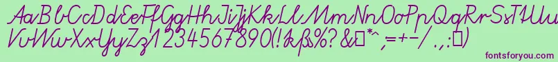 Police GruenewaldVaNormal – polices violettes sur fond vert