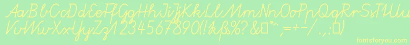 GruenewaldVaNormal-Schriftart – Gelbe Schriften auf grünem Hintergrund