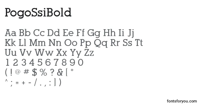 A fonte PogoSsiBold – alfabeto, números, caracteres especiais