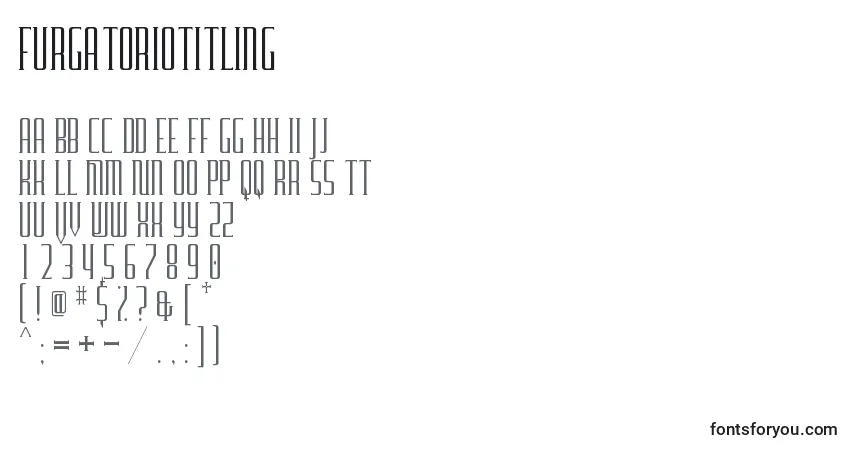 Czcionka FurgatorioTitling – alfabet, cyfry, specjalne znaki