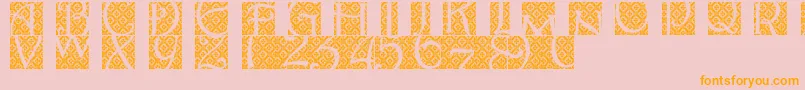 Batikindo-Schriftart – Orangefarbene Schriften auf rosa Hintergrund