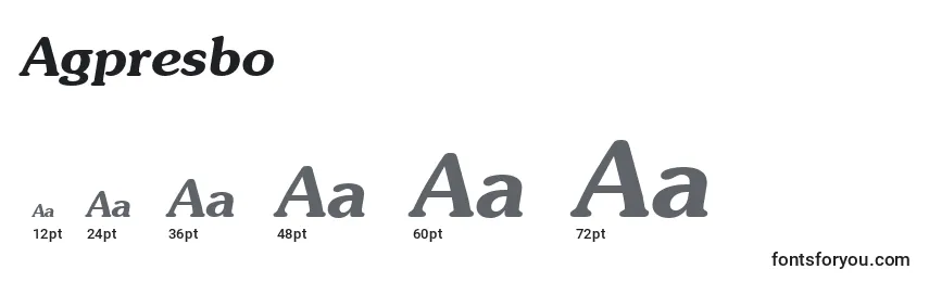 Размеры шрифта Agpresbo