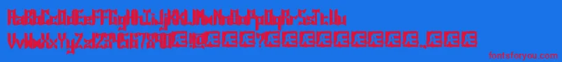 JasperSolidBrk-Schriftart – Rote Schriften auf blauem Hintergrund