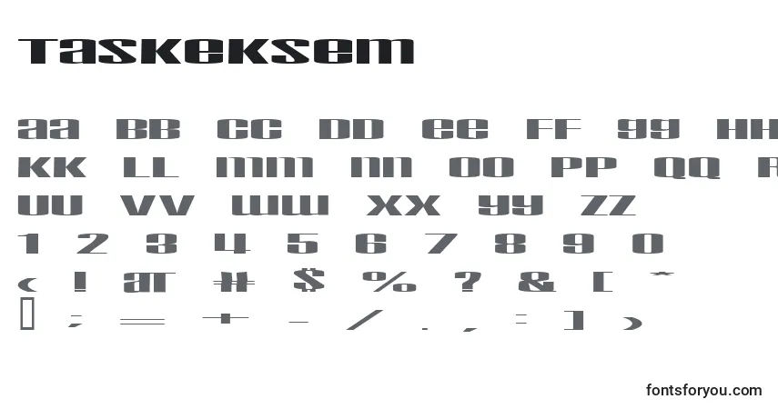Schriftart Taskeksem – Alphabet, Zahlen, spezielle Symbole