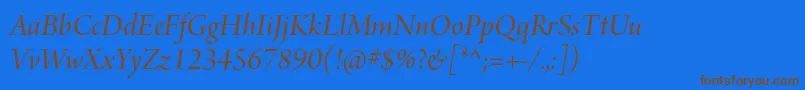 ArnoproItalicdisplay Font – Brown Fonts on Blue Background