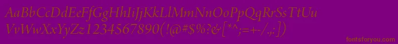 ArnoproItalicdisplay Font – Brown Fonts on Purple Background