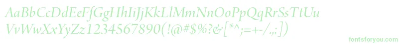 Fonte ArnoproItalicdisplay – fontes verdes em um fundo branco