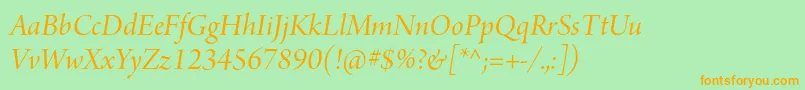 ArnoproItalicdisplay Font – Orange Fonts on Green Background
