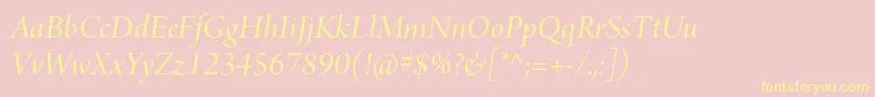 ArnoproItalicdisplay-Schriftart – Gelbe Schriften auf rosa Hintergrund