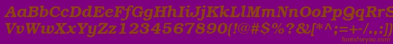 ItcBookmanCeDemiItalic-fontti – ruskeat fontit violetilla taustalla