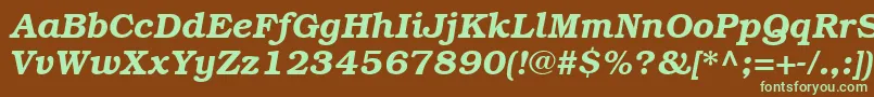 フォントItcBookmanCeDemiItalic – 緑色の文字が茶色の背景にあります。