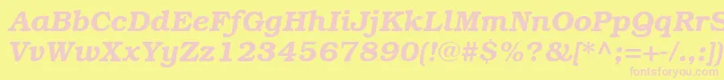 Fonte ItcBookmanCeDemiItalic – fontes rosa em um fundo amarelo