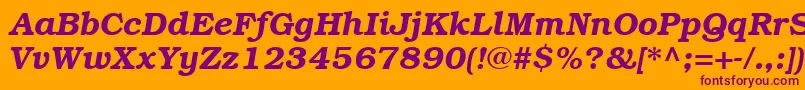 ItcBookmanCeDemiItalic-fontti – violetit fontit oranssilla taustalla