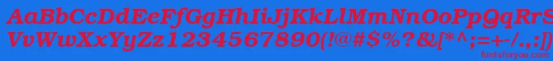 Czcionka ItcBookmanCeDemiItalic – czerwone czcionki na niebieskim tle