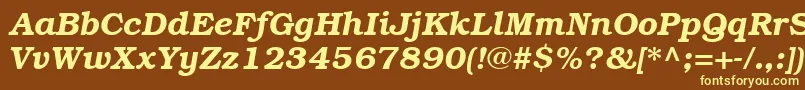 ItcBookmanCeDemiItalic-fontti – keltaiset fontit ruskealla taustalla