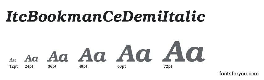 ItcBookmanCeDemiItalic Font Sizes