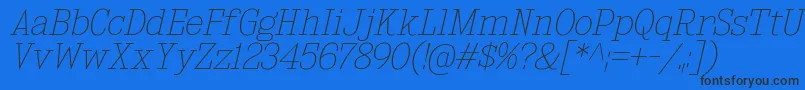KingsbridgeUlIt-fontti – mustat fontit sinisellä taustalla