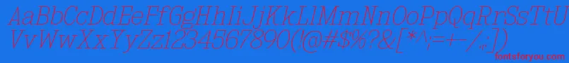 KingsbridgeUlIt-Schriftart – Rote Schriften auf blauem Hintergrund