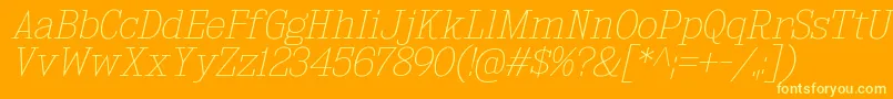 KingsbridgeUlIt-Schriftart – Gelbe Schriften auf orangefarbenem Hintergrund