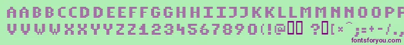 Komon-Schriftart – Violette Schriften auf grünem Hintergrund