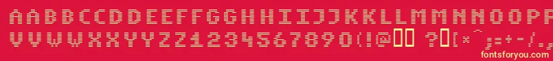 Komon Font – Yellow Fonts on Red Background