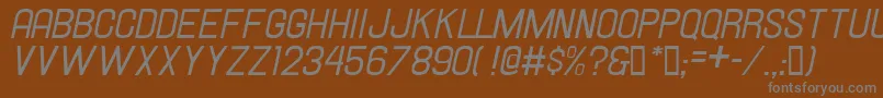 Hallandaleitalic-fontti – harmaat kirjasimet ruskealla taustalla