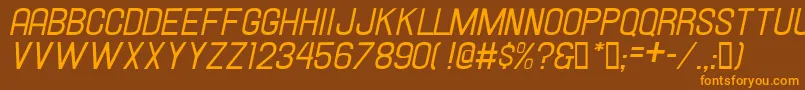 Weitere Informationen zur Hallandaleitalic-Schriftart Hallandaleitalic-Schriftart – Orangefarbene Schriften auf braunem Hintergrund