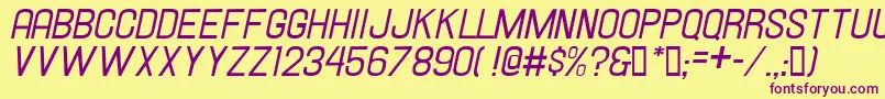 Hallandaleitalic Font – Purple Fonts on Yellow Background