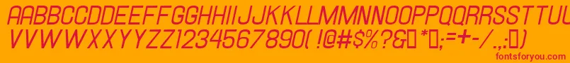 Hallandaleitalic-Schriftart – Rote Schriften auf orangefarbenem Hintergrund