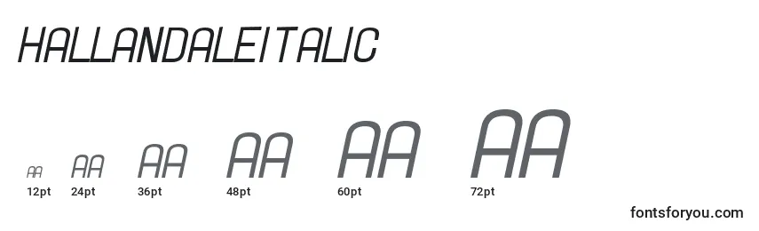 Размеры шрифта Hallandaleitalic