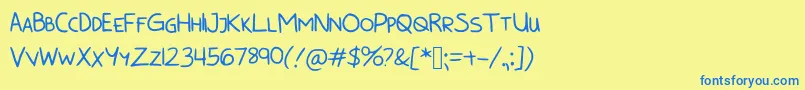 Czcionka BunnycookiesAllcaps – niebieskie czcionki na żółtym tle
