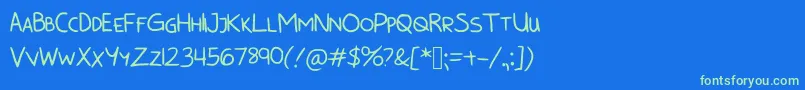 BunnycookiesAllcaps Font – Green Fonts on Blue Background