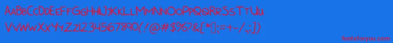 BunnycookiesAllcaps Font – Red Fonts on Blue Background
