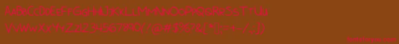 BunnycookiesAllcaps-Schriftart – Rote Schriften auf braunem Hintergrund