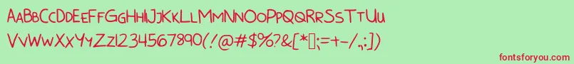 Police BunnycookiesAllcaps – polices rouges sur fond vert