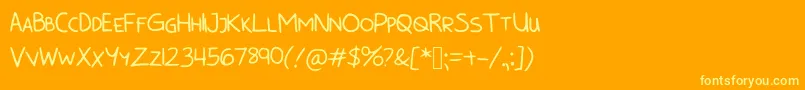 BunnycookiesAllcaps-Schriftart – Gelbe Schriften auf orangefarbenem Hintergrund