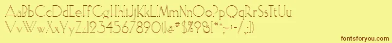 フォントElisopen – 茶色の文字が黄色の背景にあります。