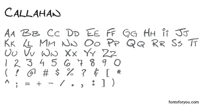 Schriftart Callahan – Alphabet, Zahlen, spezielle Symbole