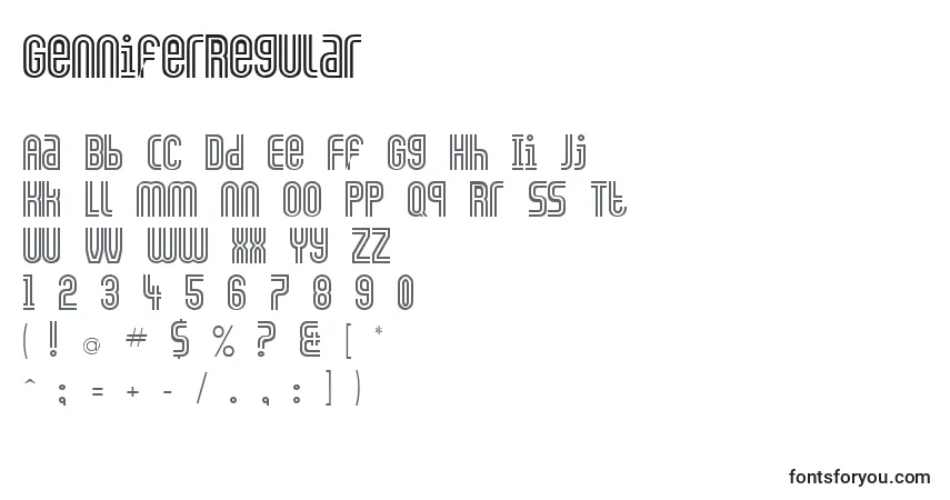 GenniferRegular Font – alphabet, numbers, special characters