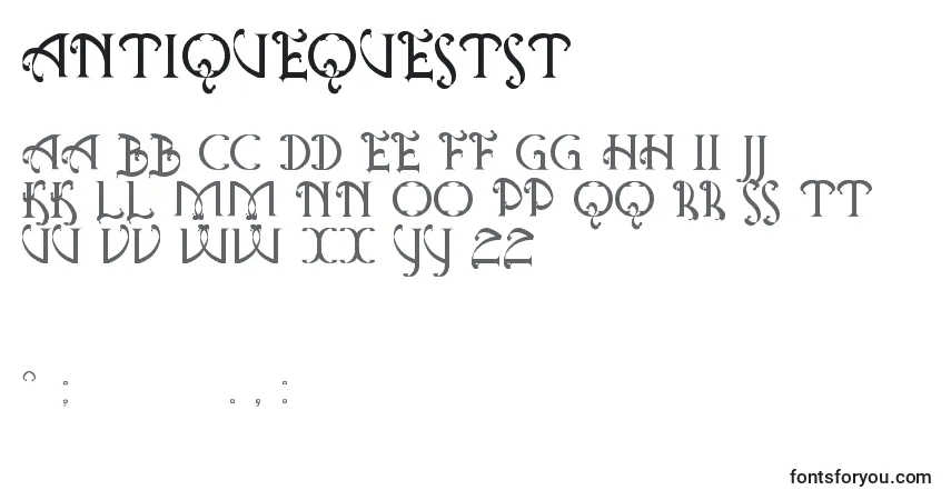 Fuente AntiqueQuestSt - alfabeto, números, caracteres especiales
