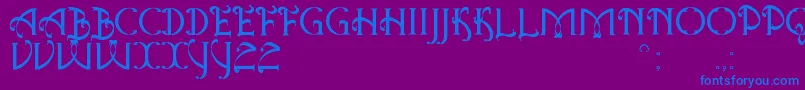 フォントAntiqueQuestSt – 紫色の背景に青い文字