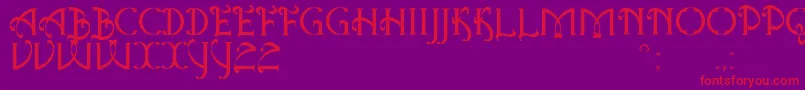 AntiqueQuestSt-Schriftart – Rote Schriften auf violettem Hintergrund