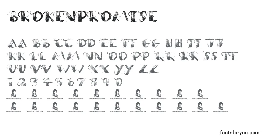 Schriftart BrokenPromise – Alphabet, Zahlen, spezielle Symbole