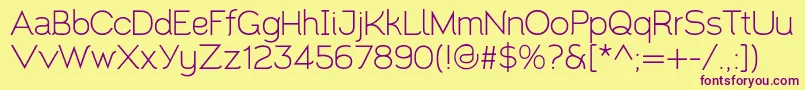 Santor1.002-fontti – violetit fontit keltaisella taustalla