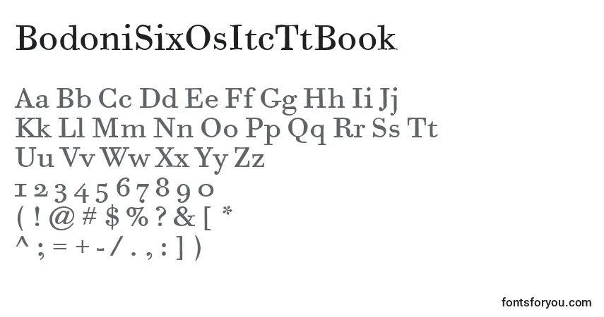 Czcionka BodoniSixOsItcTtBook – alfabet, cyfry, specjalne znaki