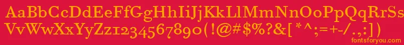 BodoniSixOsItcTtBook Font – Orange Fonts on Red Background