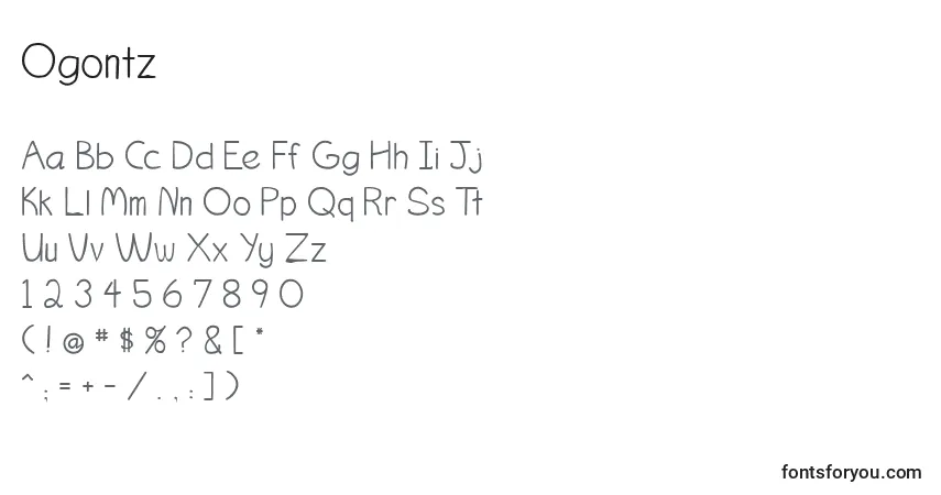 Шрифт Ogontz – алфавит, цифры, специальные символы