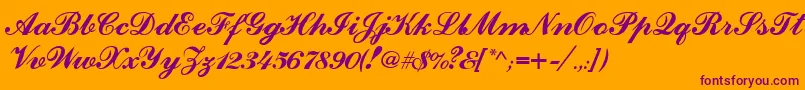 CounselorscriptMedium-Schriftart – Violette Schriften auf orangefarbenem Hintergrund