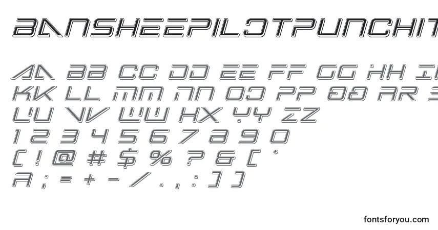 Czcionka Bansheepilotpunchital – alfabet, cyfry, specjalne znaki