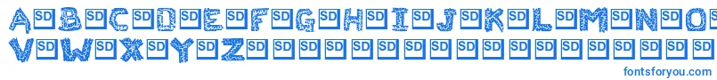 フォントFlaksw – 白い背景に青い文字